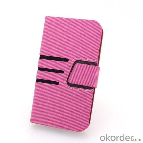 For iPhone5/5S, Wallet Pouch Cross Pattern PU Leather Stand Case Cover Pink System 1