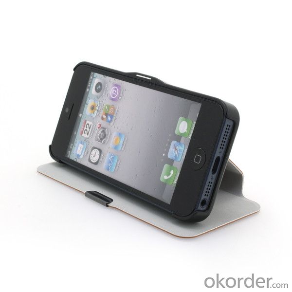 PU Leather Stand Case Cover for iPhone5/5S Black