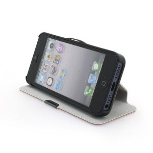 PU Leather Stand Case Cover for iPhone5/5S Black