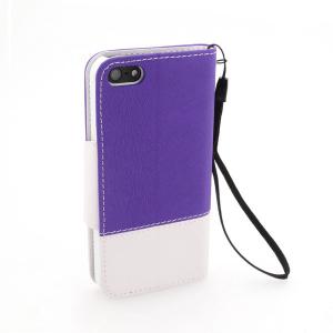 Purple Wallet Pouth Case for iPhone5/5S Tree Pattern PU Leather Stand Cover