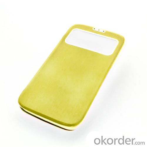 Front Hollow Luxury PU Leather Stand Case Cover for Samsung Galaxy S4 (I9500) Yellow