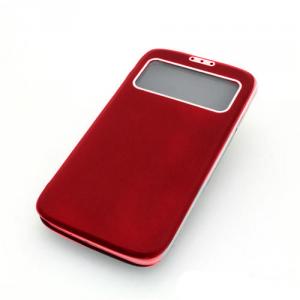 Front Hollow Luxury PU Leather Stand Case Cover for Samsung Galaxy S4 (I9500) Red