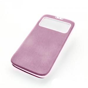 Front Hollow Luxury PU Leather Stand Case Cover for Samsung Galaxy S4 (I9500) Pink