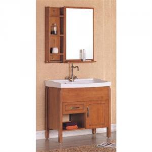 Classical Oak Bathroom Cabinet Ceramic Top Bath Vanity With Two Door System 1