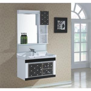 High Quality Classical Modern Black  Ceramic Top Bath Mirror Cabinet System 1