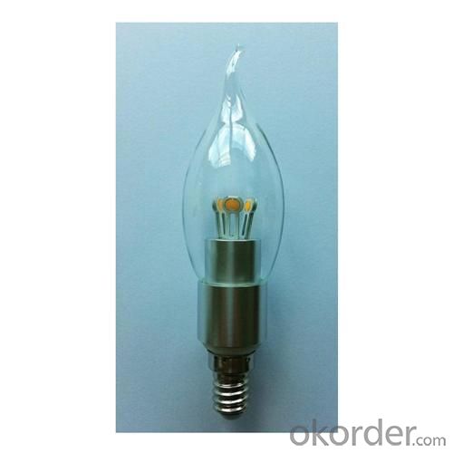 Dimmable LED Candle Bulb High Quality Silver Aluminum 3W Ra85 E14 180lm 85-265V COB LED Chip Clear/Frosted/Milky Glass Cover