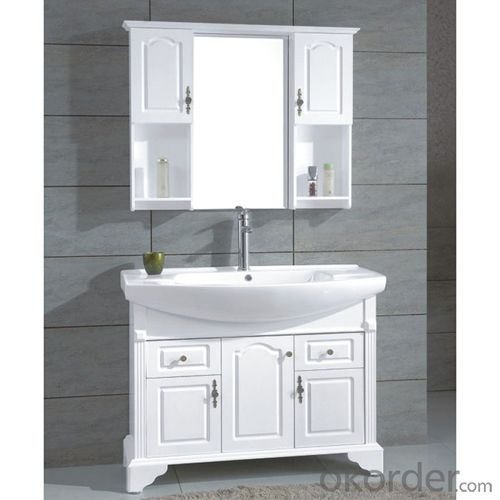 Ceramic Top Oak White Bathroom Cabinet System 1