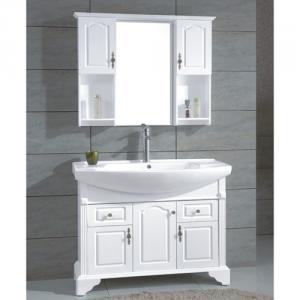 Ceramic Top Oak White Bathroom Cabinet System 1
