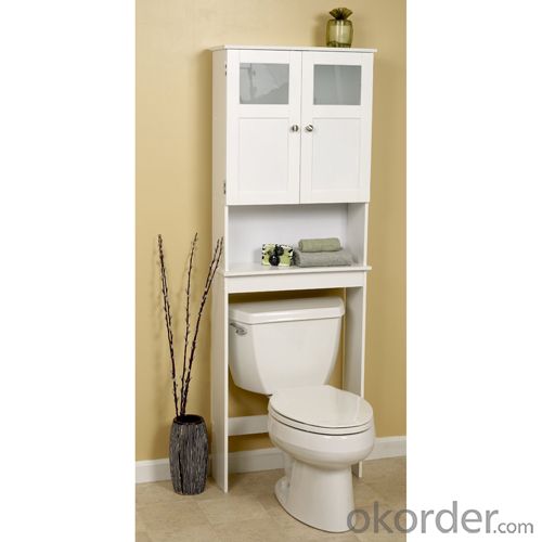 Modern White Bath Shelf Bath Cabinet Space Saver System 1