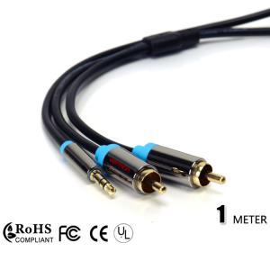 Vention Black Dual Rca Cable To 3.5Mm Aux Audio Cable 1M 3 Ft System 1