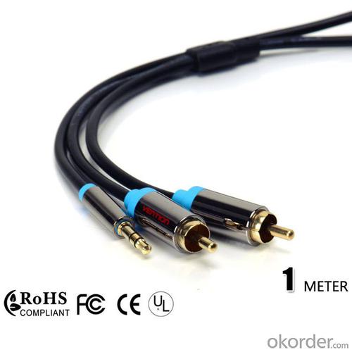 Vention Black Dual Rca Cable To 3.5Mm Aux Audio Cable 1M 3 Ft System 1