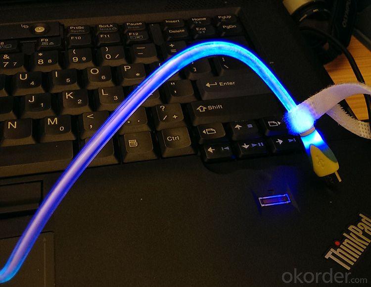 Gradient Colors Led Light Micro Usb Cable For Samsung ,Led Iphone 5 Cable