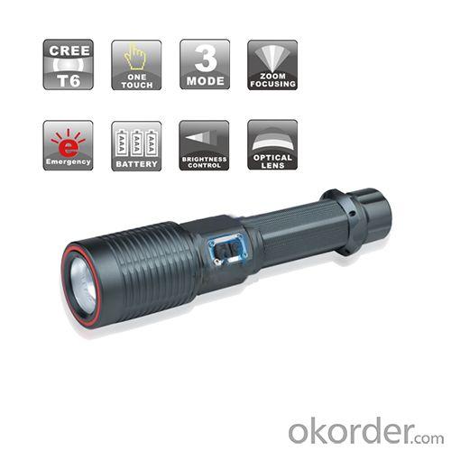 High power automatic focus adjust rechargeable cree xml t6 led police flashlight