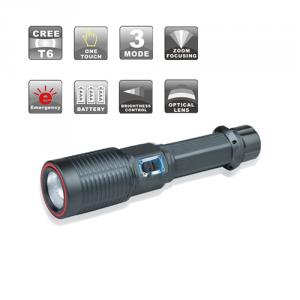 High power automatic focus adjust rechargeable cree xml t6 led police flashlight System 1