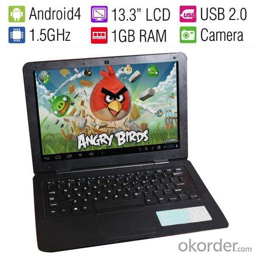 Newest 13.3 Inch android Laptop for Students/Children/Andorid 4.1 OS/A10 1.5GHz CPU/8GB Landflash/1.3M Camera/15000mah battery System 1