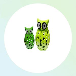Rechargable Owl CE,ramics Jars Animal LED Solar Garden Light From China Factory System 1