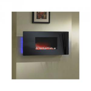 Electric Fireplace with LED Wall Mounted Black Glass System 1