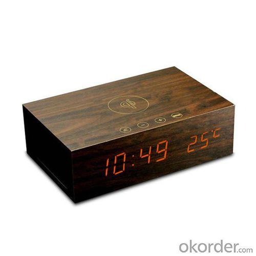 2014 China Supplier New Wood Bluetooth Speaker With Clock Qi Wireless Charging Function Support Custom Order System 1