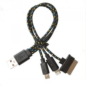 Nylon 3 In 1 Cable For Iphone5,For Iphone4/4S For Ipad Mini, For Micro
