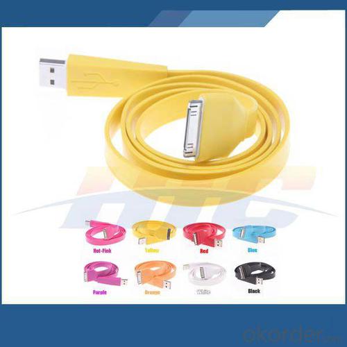 For Iphone 4 4G 4S Ipod Ipad Noodle Flat Usb Data Sync Charger Cable System 1