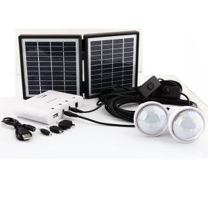 3.4w Solar Lighting System With Mobile Charge 3.4W Solar Panel 2600mah Battery 2 LED Globe Bulbs