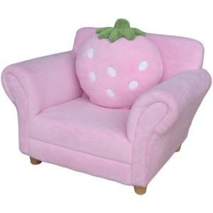 Cute Pink Strawberry Shape Kids' Sofa with Pillow Non-toxic Fabric System 1