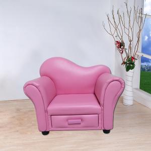 Princess Style Children's Sofa with Grid PU Leather Comfortable