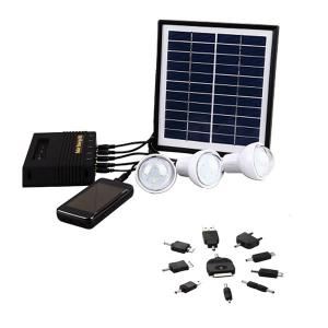 4W Solar Lighting System With Mobile Charge for iPhone 4W Solar Panel 4000mah Lithium Battery Black CE ROHS System 1