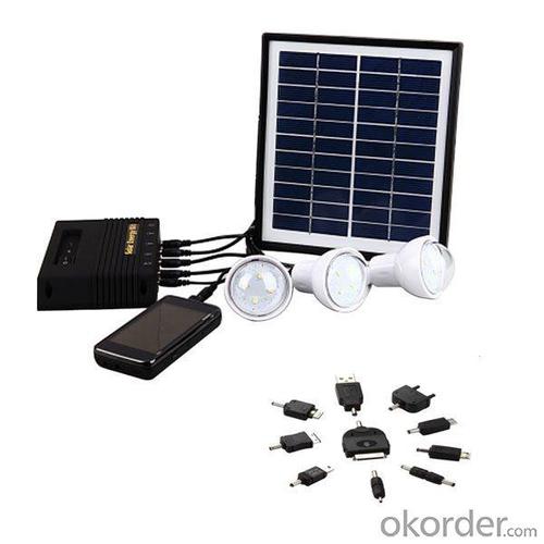 4W Solar Lighting System With Mobile Charge for iPhone 4W Solar Panel 4000mah Lithium Battery Black CE ROHS System 1