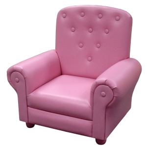 Elegant Children's Single Sofa Pink PU Leather Comfortable System 1