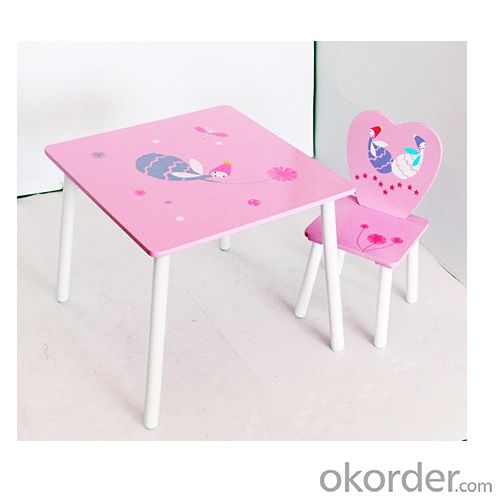 Girl Pink Fairy Design Cartoon Wooden Table Chair Set