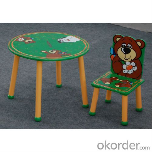 3d green wooden table chair set