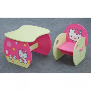 2014 Popular Safe & Healthy Cute Wooden Cartoon Assembled Table And Chair/ For Hello Kitty Children Table System 1