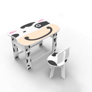 Kids Preschool Learning Desk With Cow Photo Blue System 1