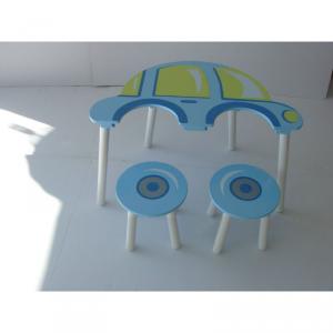 2014 Newest Novel Detachable Car Design Children Table With 2 Stools Blue Color