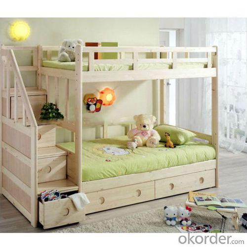 King Size Wooden Bunk Bed With Stairs System 1