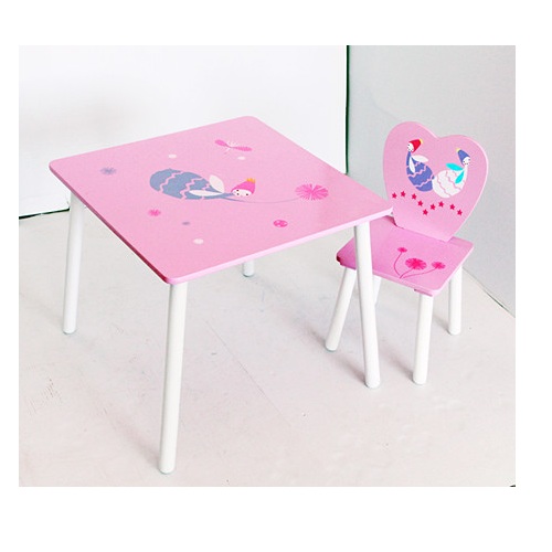 Buy Popular For Girl Pink Fairy Design Cartoon Wooden Table Chair