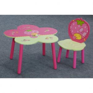 Kids Blossom Flower Shape Cartoon Wooden Table With 2 Chairs, Cartoon Dinning Table For Children System 1