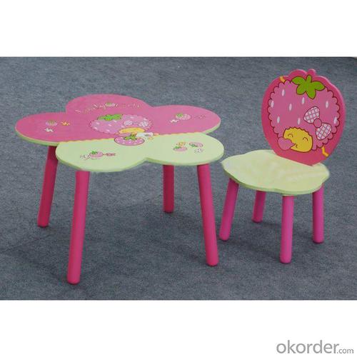 Kids Blossom Flower Shape Cartoon Wooden Table With 2 Chairs, Cartoon Dinning Table For Children System 1