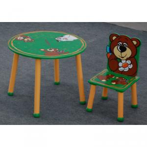 Green Cartoon Cute Bear Wooden Table Sets, High Quality Kids Dinning Table, Children Study Table System 1