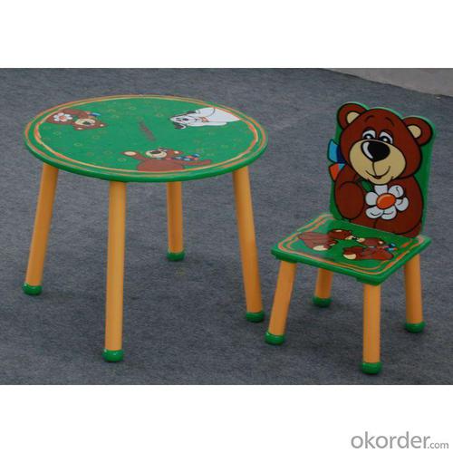 Green Cartoon Cute Bear Wooden Table Sets, High Quality Kids Dinning Table, Children Study Table System 1