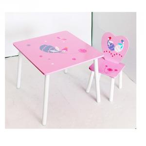 Kids Blossom Flower Shape Cartoon Wooden Table With 2 Chairs, Cartoon ...