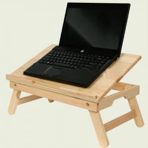 Solid Pine Wood Folding Computer Dest, Portable Laptop Tray Table,Solid Pine, Clear Lacquered,Nc System 1