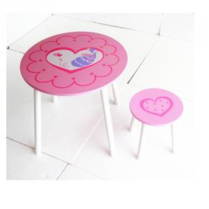 China Manufacturer Popular Pink Cartoon Children Table With Stool, Children Cartoon Study Table