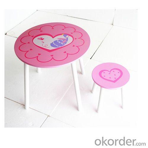 China Manufacturer Popular Pink Cartoon Children Table With Stool, Children Cartoon Study Table System 1