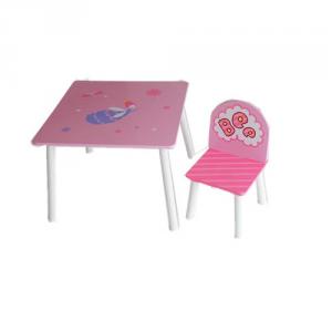 Preschool Pink Fairy Cartoon Wooden Table Chair Set For Playroom Dinning And Studying By China Manufacturer System 1