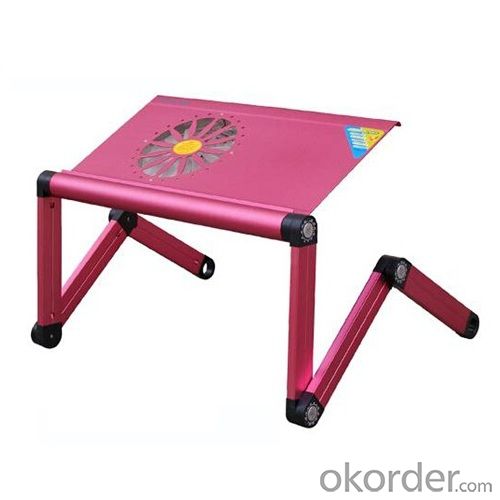 hot pink aluminum foldable laptop table with fan