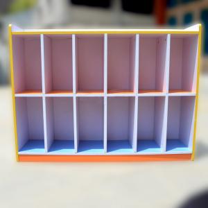 Children's Toy Cabinet with 12 Grids for Kindergarten Space-saving