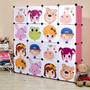 Cute Foldable Children's Cabinet Cartoon Pattern PP ABS Plastic