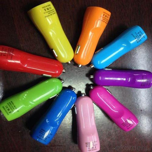 Car Charger for iPhones/Smart Phones/ipad/iTouch/MP3/MP4/E-Cigarette/Camera with Dual USB Port in Multi Colors System 1